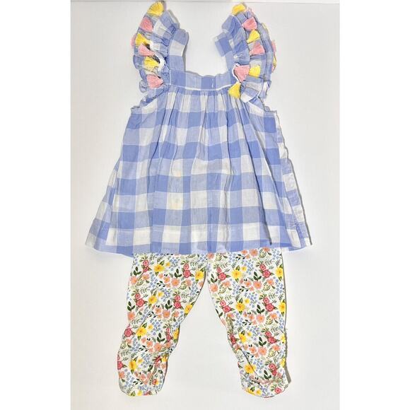 Mud Pie SET Toddler Girl TWO Outfits Pink Blue Flowers Gingham 24 Months/2T EUC - Picture 3 of 9